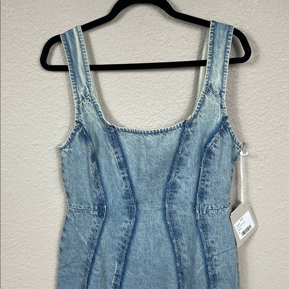 NWT DALA 30 Blue Canyon On Tap Paneled Organic Denim Midi Dress Seamed Sz 30 - Picture 5 of 16